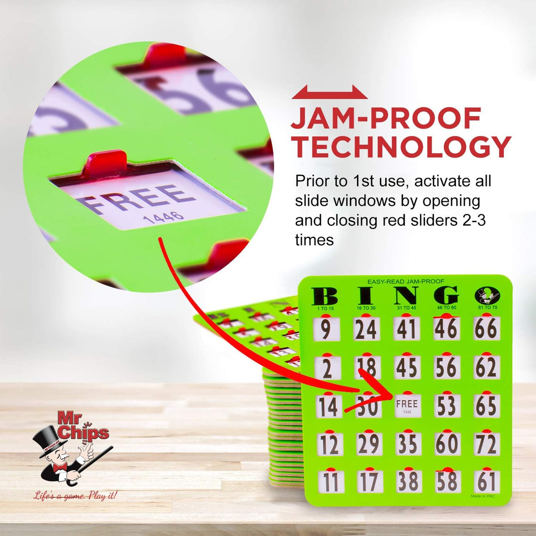 JUMBO Jam Proof Bingo Slide Shutter Cards with Jam Proof slide window technology. Bingo Supplies you can trust.