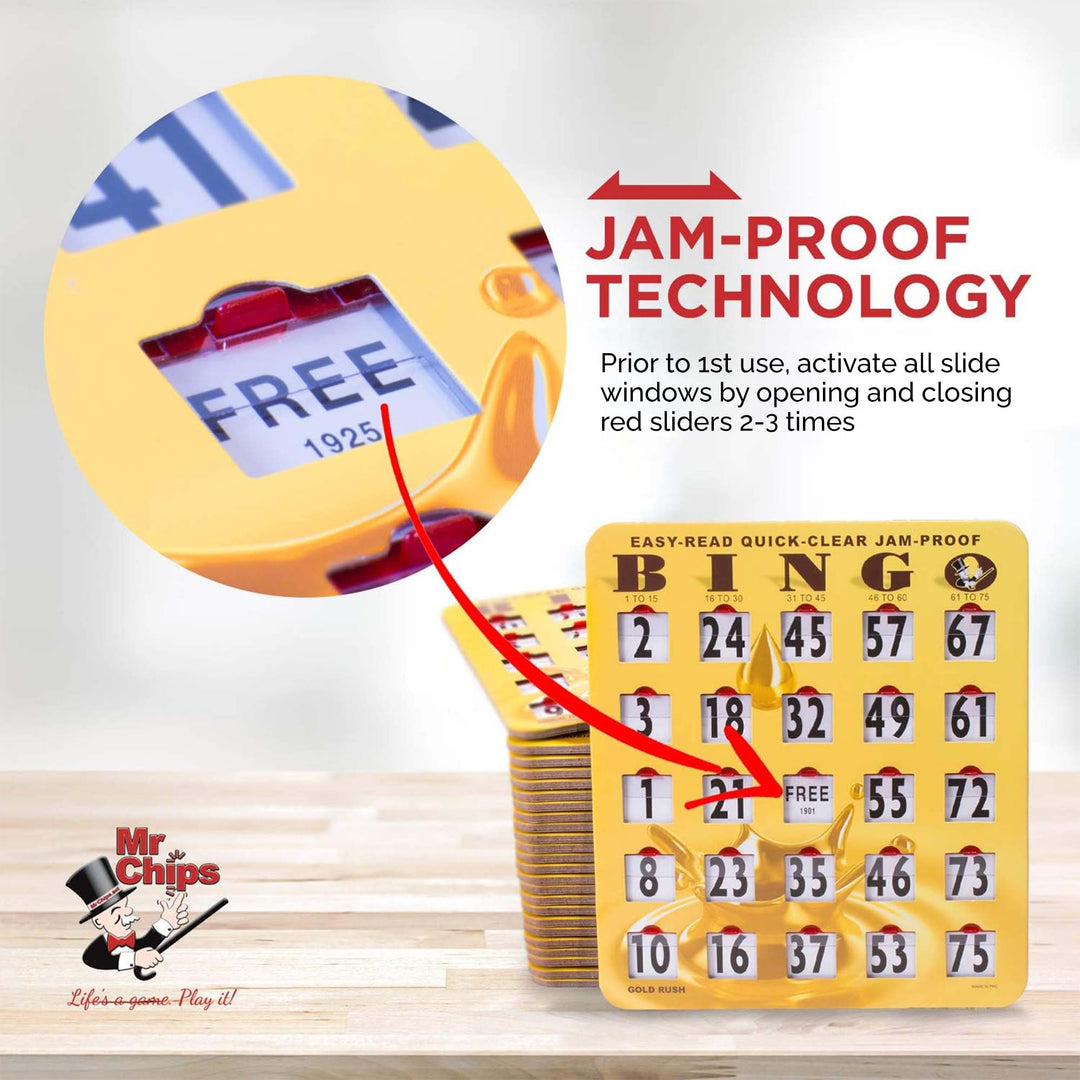 JUMBO Jam Proof Bingo Slide Shutter Cards with Rapid Reset Window and Jam Proof slide window technology. Bingo Supplies you can trust.