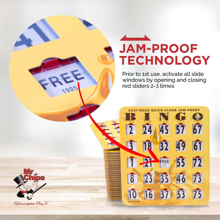 JUMBO Jam Proof Bingo Slide Shutter Cards with Rapid Reset Window and Jam Proof slide window technology. Bingo Supplies you can trust.