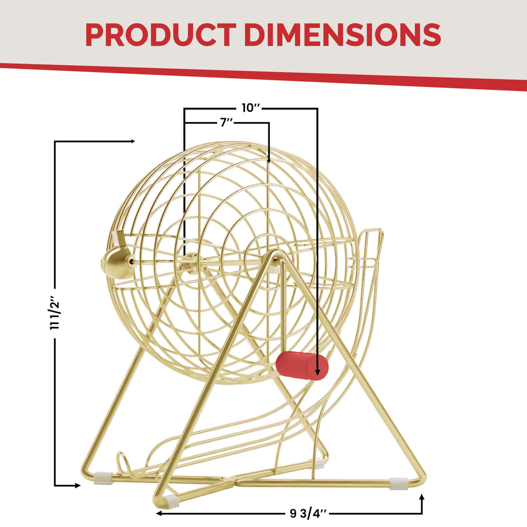 11 Inch Professional-Use Bingo Cage, Luxury Gold