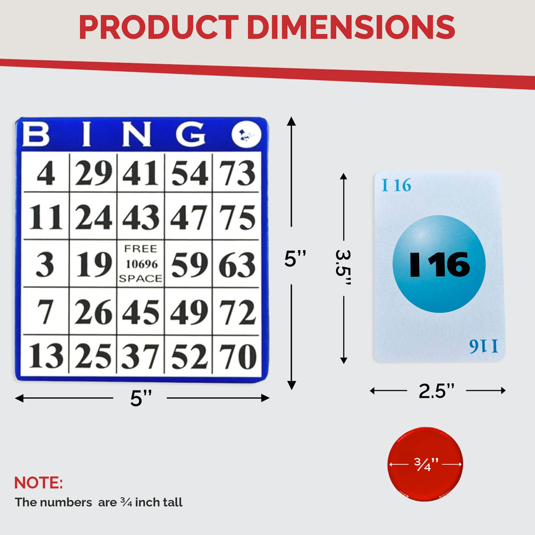Bingo Game with Bingo Cards and Chips, 18 Bingo Cards, 300 Bingo Chips and Bingo Calling Cards