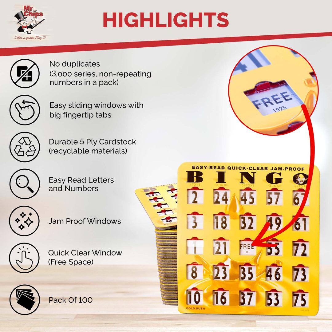 Gold Easy Read Quick Clear Bingo Shutter Card