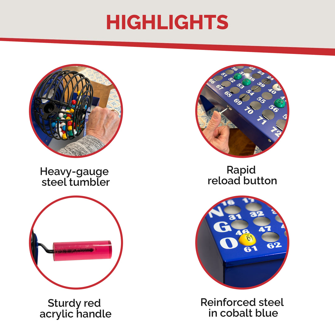 Deluxe Speed-O-Matic Cage Set w-EASY-READ 7/8 Inch Bingo Balls