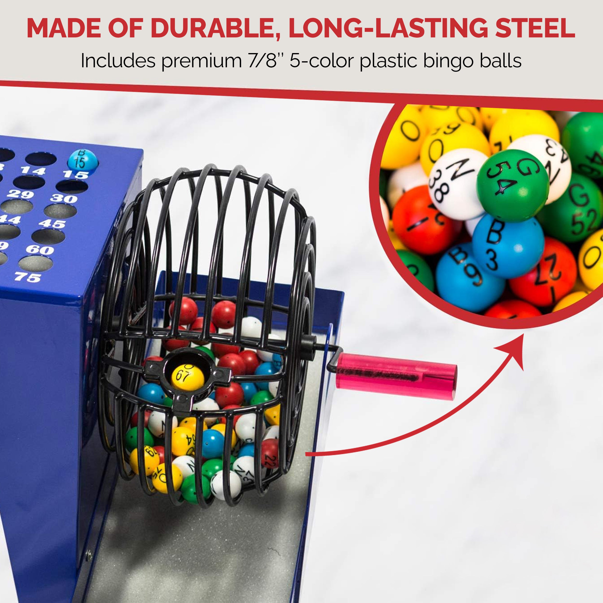 Deluxe Speed-O-Matic Cage Set w-EASY-READ 7/8 Inch Bingo Balls