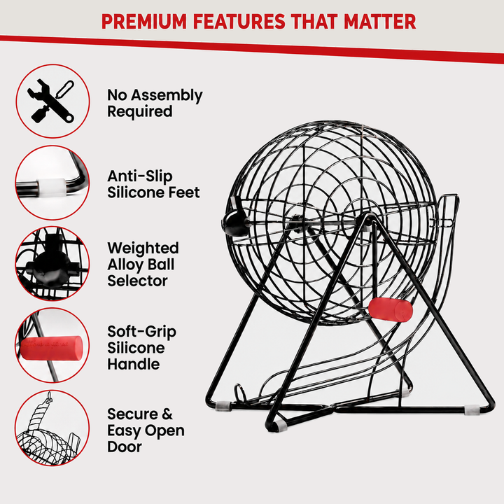 11 Inch Professional-Use Bingo Cage, Mysterious Black
