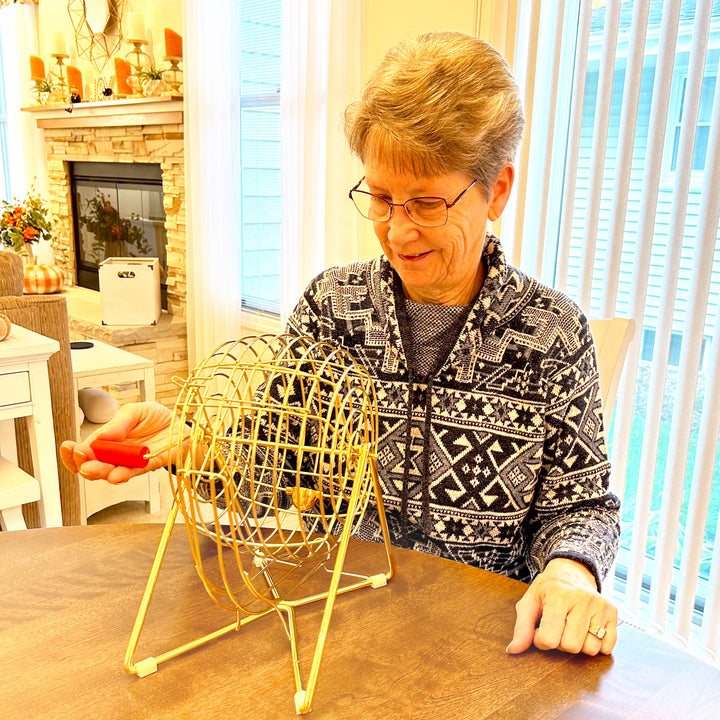 11 Inch Professional-Use Bingo Cage, Luxury Gold