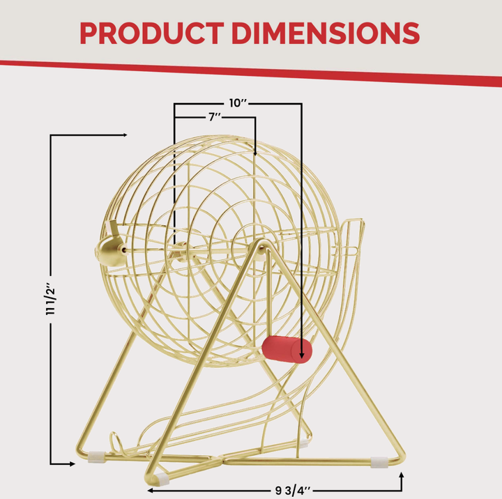 11 Inch Professional-Use Bingo Cage, Luxury Gold