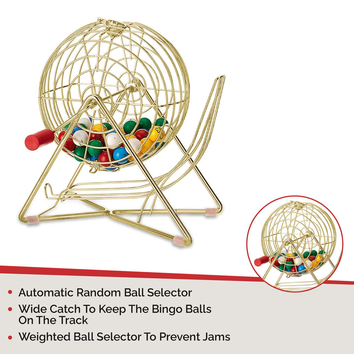11 Inch Professional-Use Bingo Cage, Luxury Gold