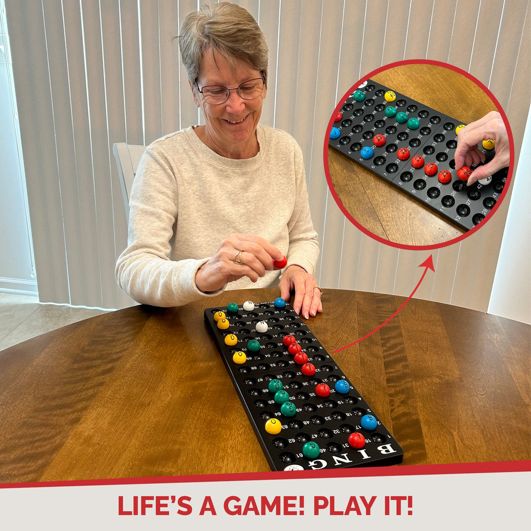 Bingo Master Board and Easy Read 7/8" Bingo Balls with Fade and Scratch Resistant Large Numbers and Large Letters That Will Never Rub Off