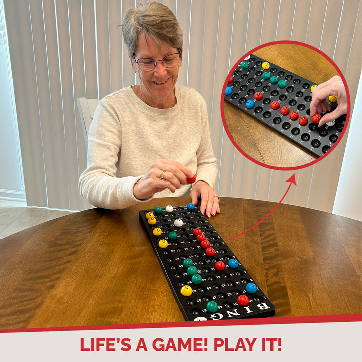 Bingo Master Board and Easy Read 7/8" Bingo Balls with Fade and Scratch Resistant Large Numbers and Large Letters That Will Never Rub Off