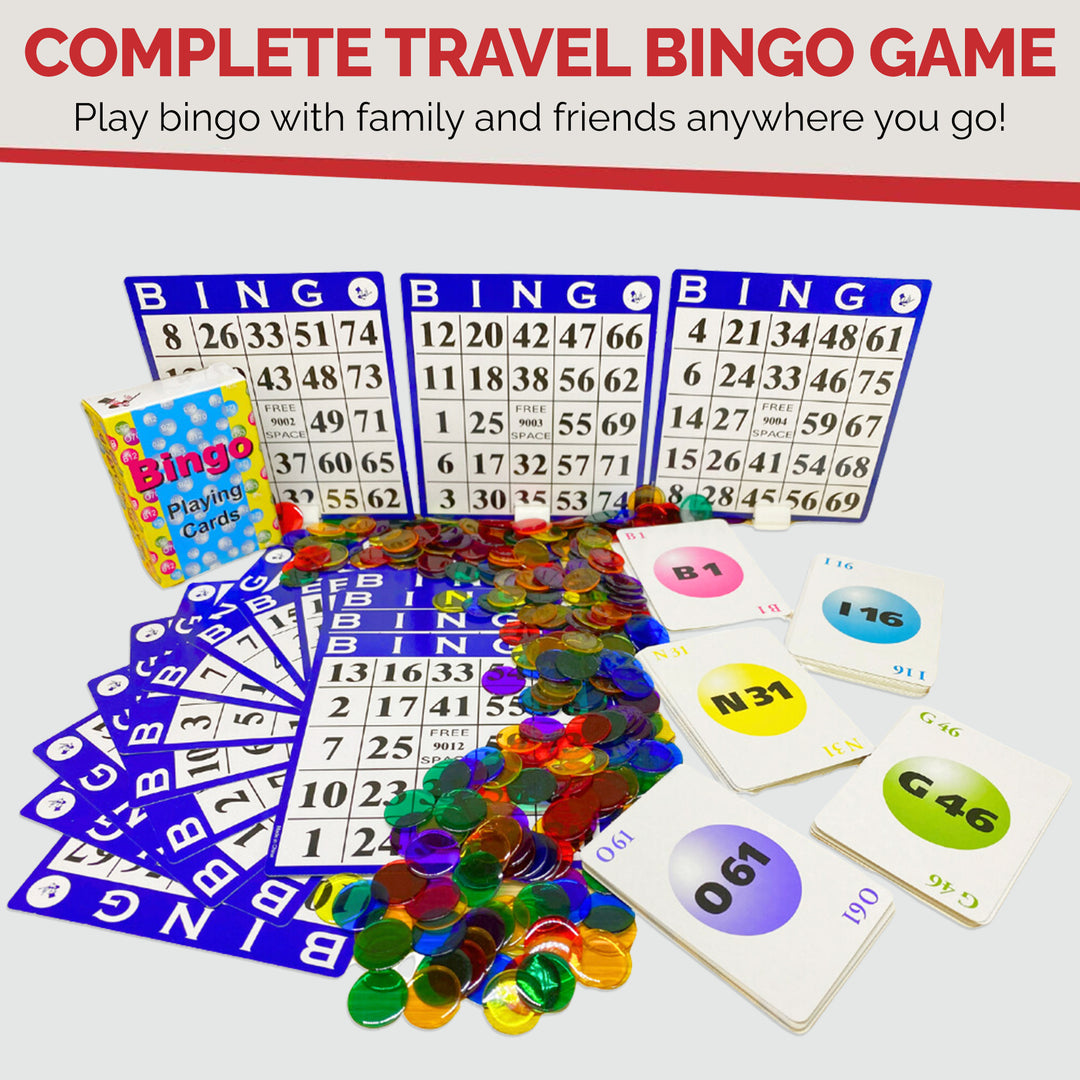 Bingo Game with Bingo Cards and Chips, 18 Bingo Cards, 300 Bingo Chips and Bingo Calling Cards