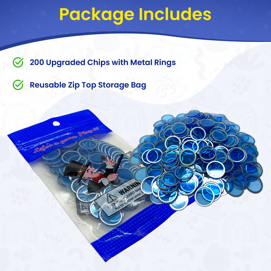 Magnetic Bingo Chips with Metal Edge 3/4 Inch - 200 Count Bags - Upgraded Transparent Bingo Chips - Available in 7 Colors in A Reusable Bag