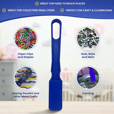 Made in USA Bingo Magnetic Wand &amp; 100 ¾ Inch Blue Plastic Chips with Metal Rings - Upgraded Bingo Chips, USA Made to Support American Jobs