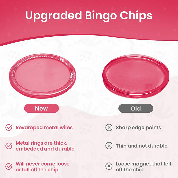 Made in USA Bingo Magnetic Wand &amp; 100 ¾ Inch Blue Plastic Chips with Metal Rings - Upgraded Bingo Chips, USA Made to Support American Jobs