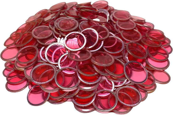 Magnetic Bingo Chips with Metal Edge 3/4 Inch - 200 Count Bags - Upgraded Transparent Bingo Chips - Available in 7 Colors in A Reusable Bag