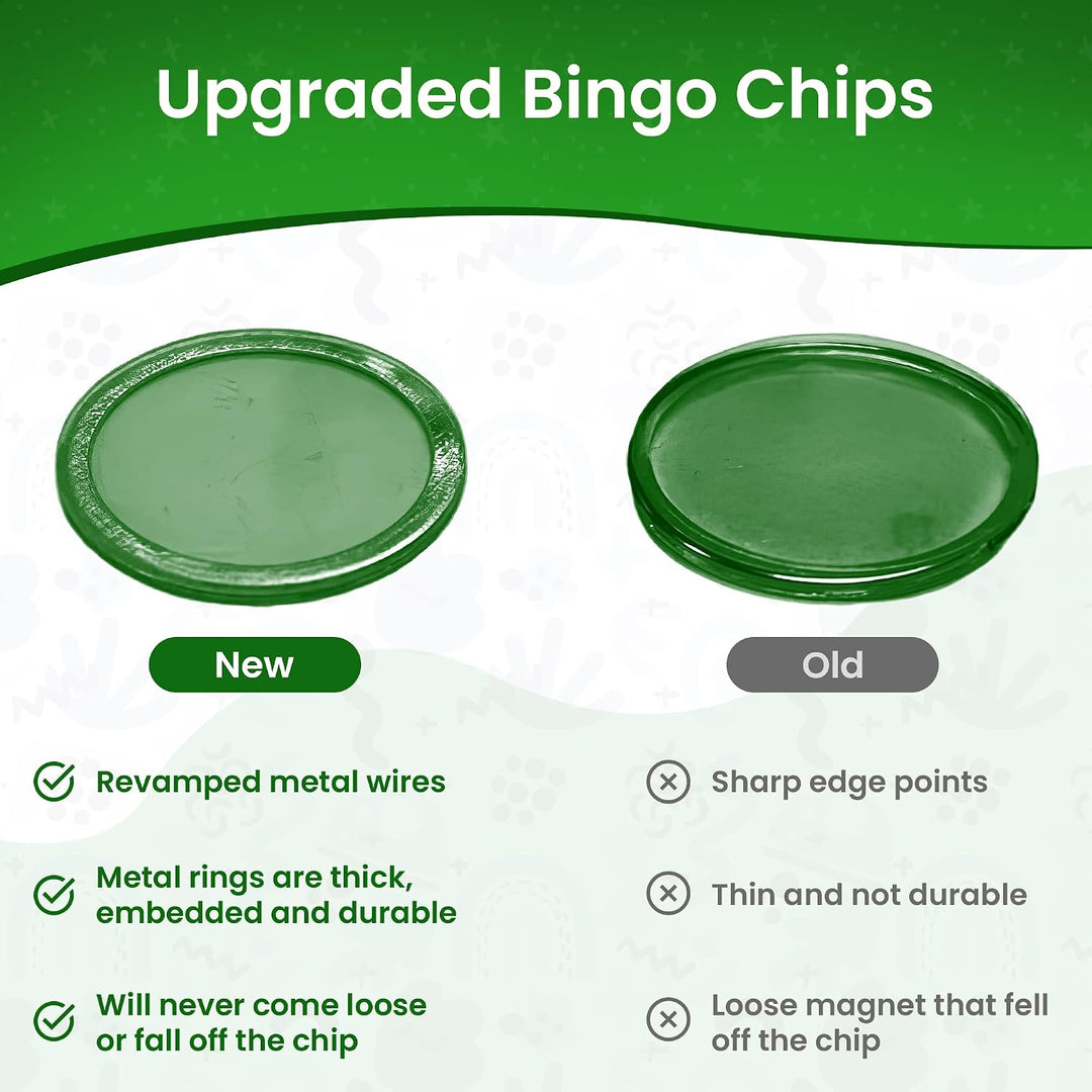 Made in USA Bingo Magnetic Wand &amp; 200 ¾ Inch Blue Plastic Chips with Metal Rings - Upgraded Bingo Chips, USA Made to Support American Jobs