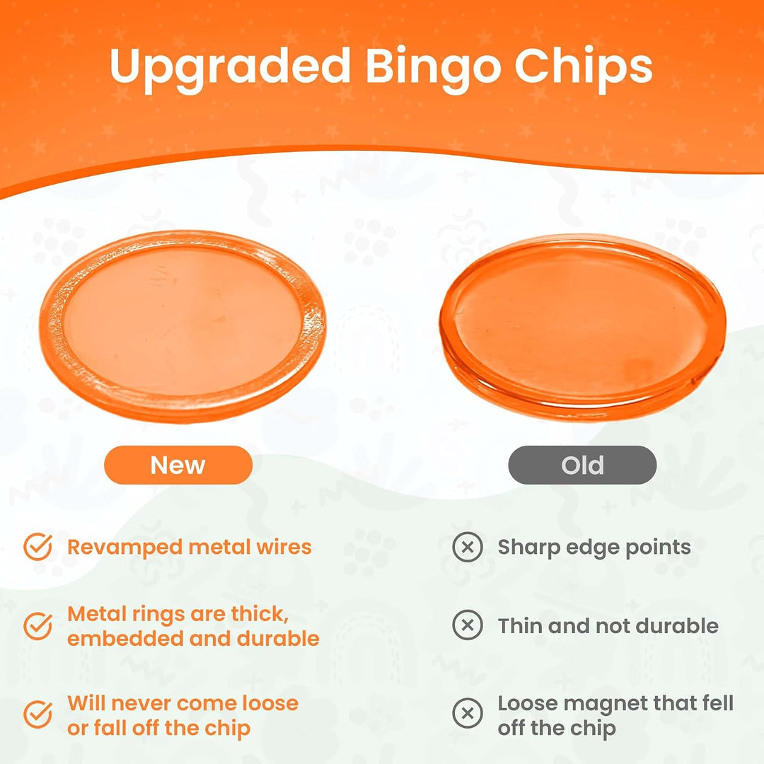 Made in USA Bingo Magnetic Wand &amp; 100 ¾ Inch Blue Plastic Chips with Metal Rings - Upgraded Bingo Chips, USA Made to Support American Jobs