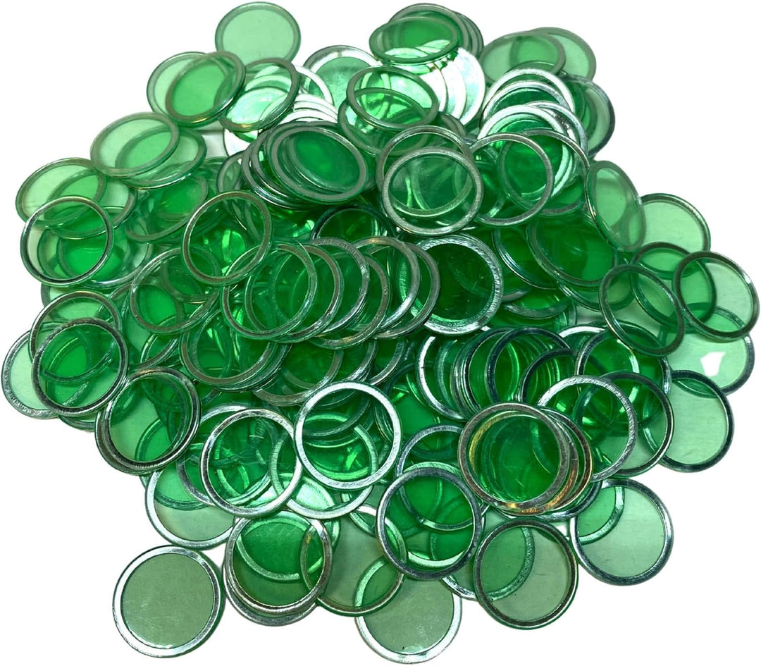Magnetic Bingo Chips with Metal Edge 3/4 Inch - 200 Count Bags - Upgraded Transparent Bingo Chips - Available in 7 Colors in A Reusable Bag