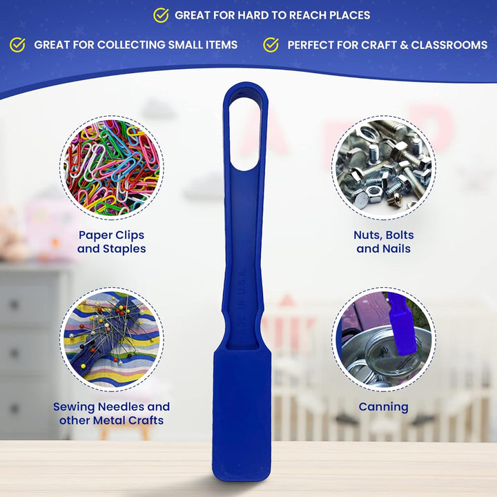 Made in USA Bingo Magnetic Wand &amp; 200 ¾ Inch Blue Plastic Chips with Metal Rings - Upgraded Bingo Chips, USA Made to Support American Jobs