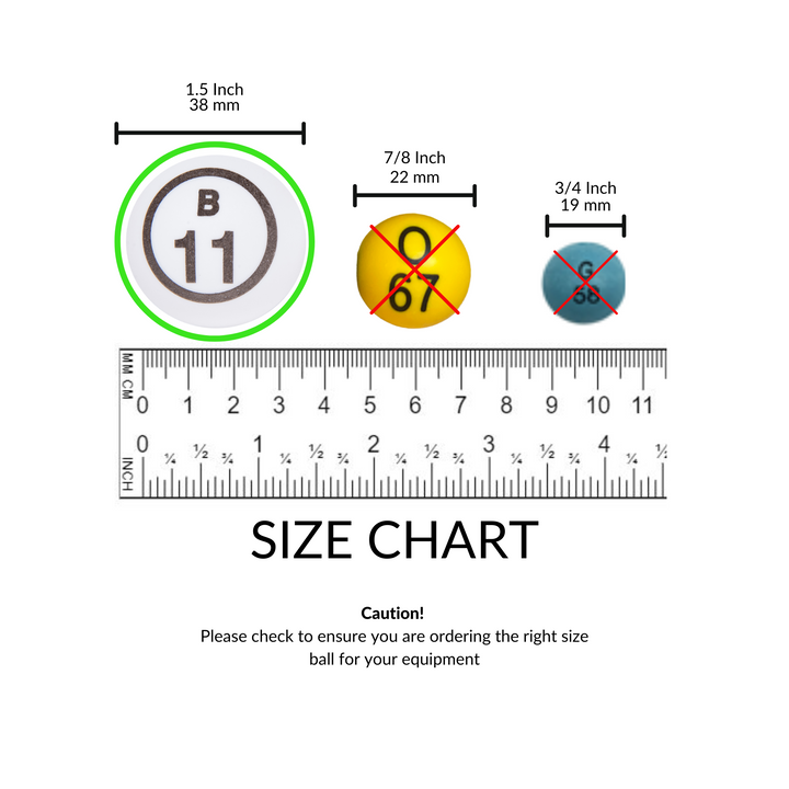 White Single Number Bingo Ball Set (38 mm)
