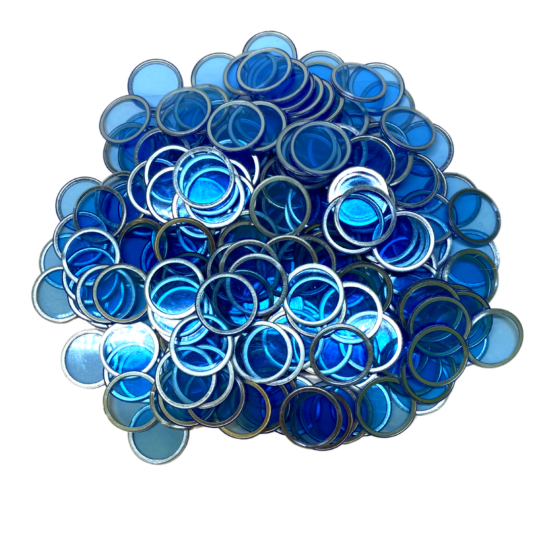 Magnetic Bingo Chips with Metal Edge 3/4 Inch - 100 Count Bags - Upgraded Transparent Bingo Chips - Available in 7 Colors in A Reusable Bag