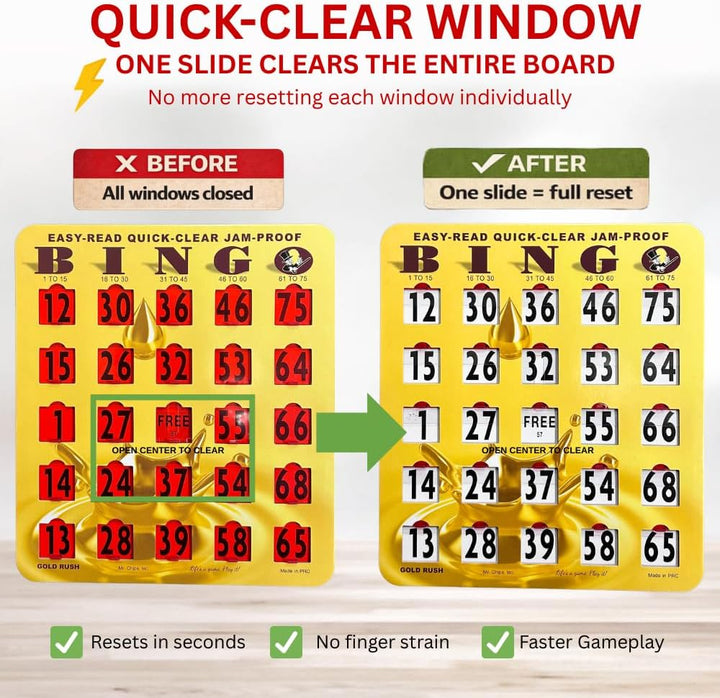 Gold Easy Read Quick Clear Bingo Shutter Card