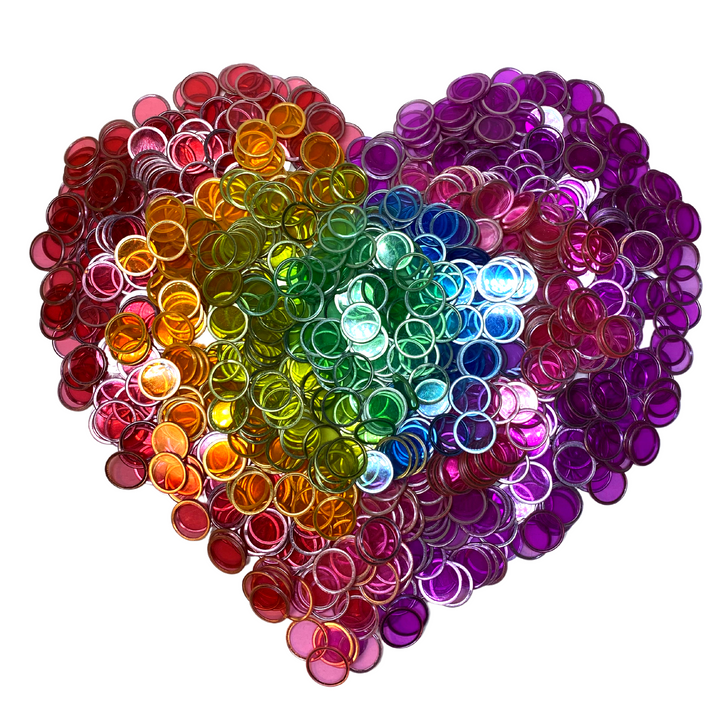 Magnetic Bingo Chips with Metal Edge 3/4 Inch - 1,001 Count Bags - Upgraded Transparent Bingo Chips - 7 Color Assorted Mix