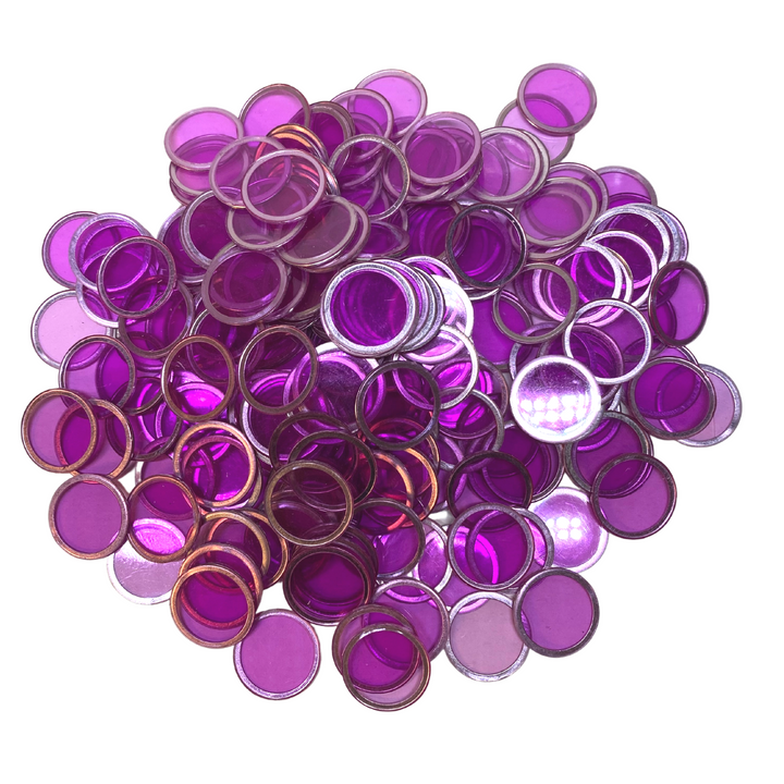 Magnetic Bingo Chips with Metal Edge 3/4 Inch - 100 Count Bags - Upgraded Transparent Bingo Chips - Available in 7 Colors in A Reusable Bag