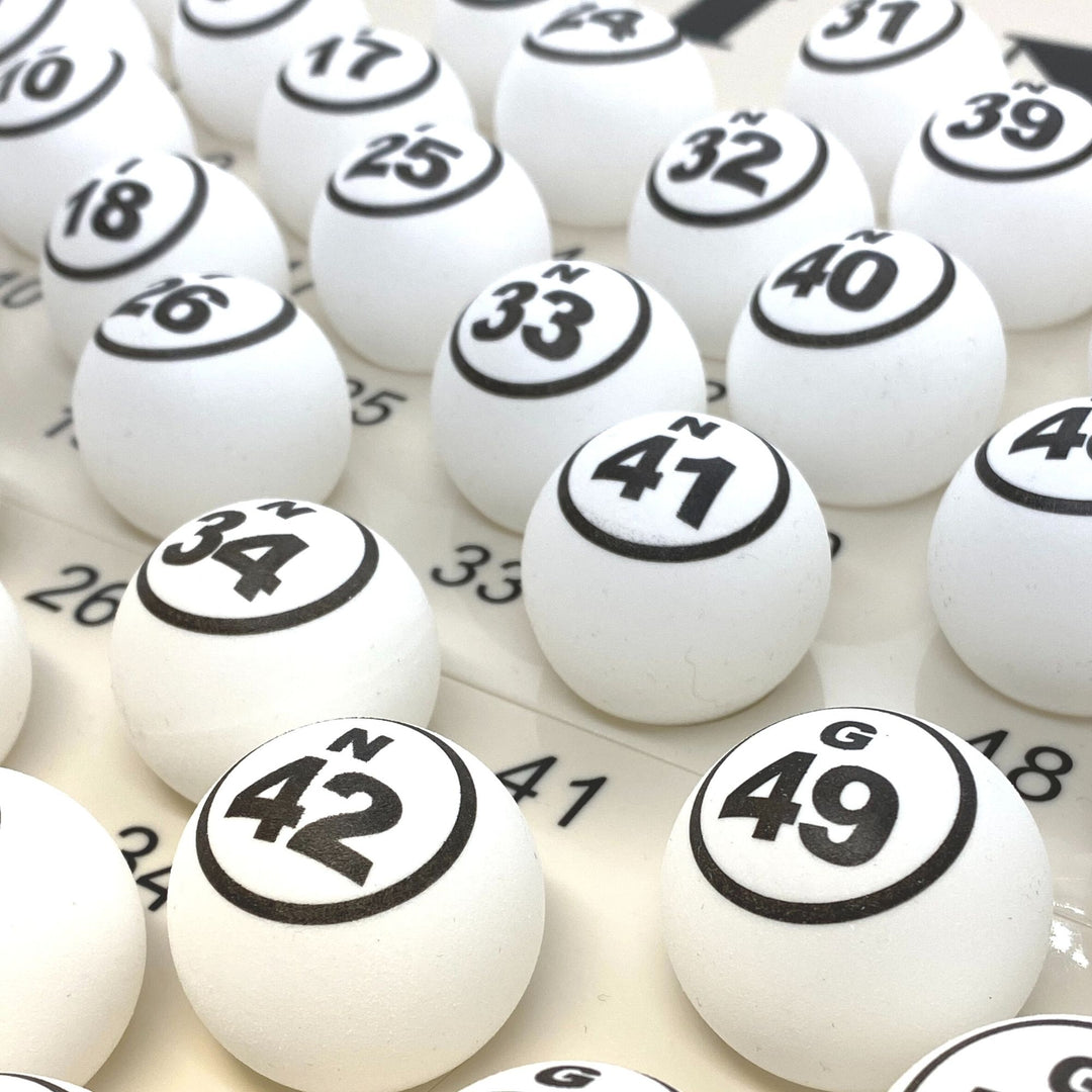 White Single Number Bingo Ball Set (38 mm)
