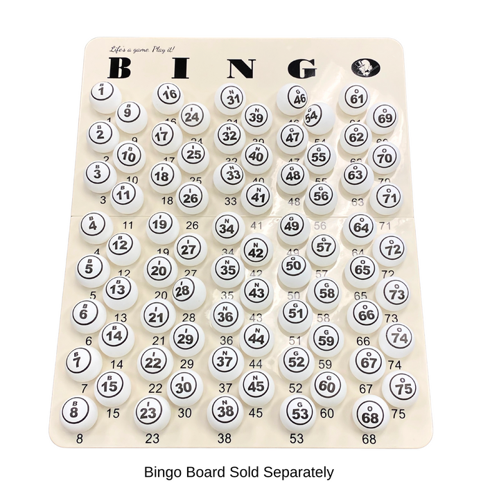 White Double Number Bingo Ball Set (38 mm)