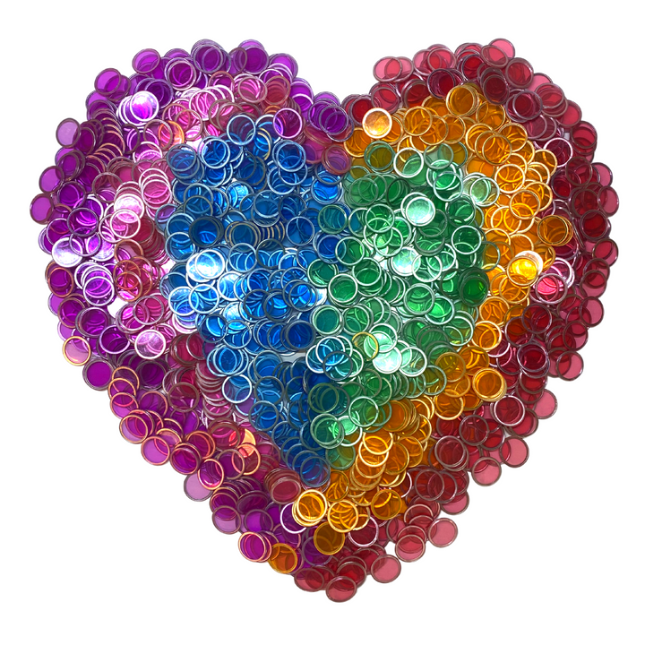 Magnetic Bingo Chips with Metal Edge 3/4 Inch - 300 Count Bags - Upgraded Transparent Bingo Chips - Available in 7 Colors in A Reusable Bag