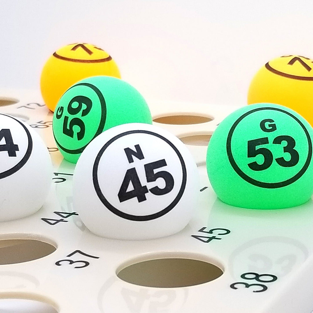 5-Color Single Number Matte Bingo Balls (38 mm)