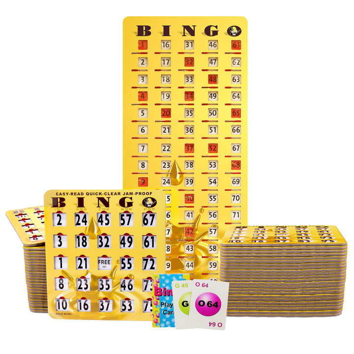Complete Bingo Game w-50 Easy Read QUICK CLEAR JAM PROOF Shutter Cards