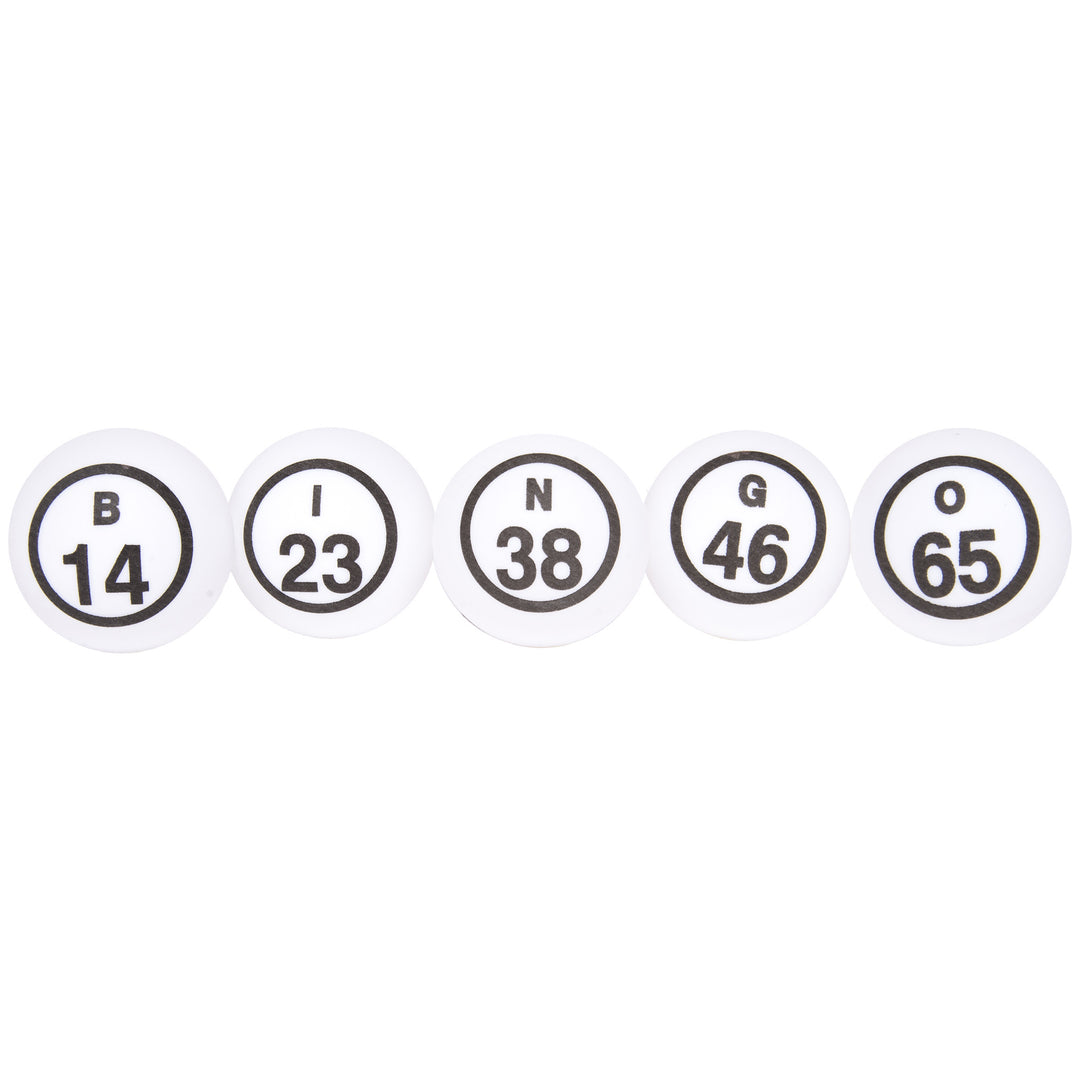 White Double Number Bingo Ball Set (38 mm)